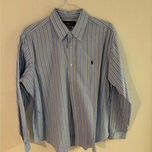 Ralph Lauren Men's Shirt in Blue and White Stripes